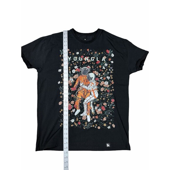 YOUNGLA Astro Affairs Astronaut Floral Men T-Shirt Tee Black Size S / M Graphic - Picture 6 of 9